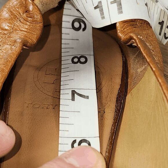 Tory Burch Reva Royal Tan Medallion Logo Leather Ballet Flats Women's Size 6 - Picture 11 of 11